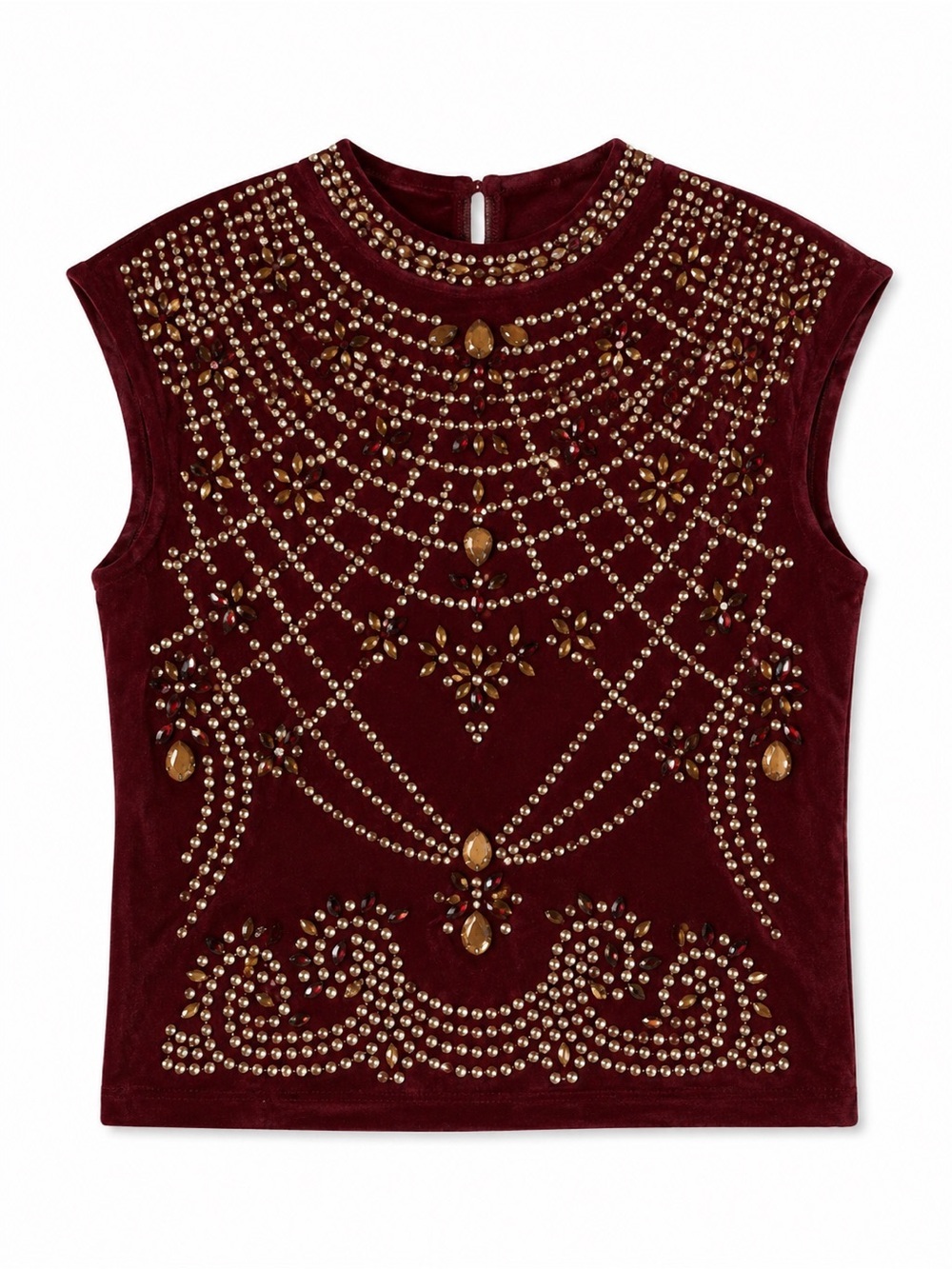 BANJUL BURGUNDY EMBELLISHED TOP